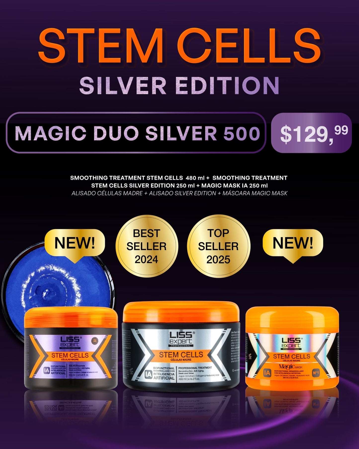 Stem cells 16.2 onz + stem cells silver 8.45onz + magic mask 8 onz (magic duo silver 500)