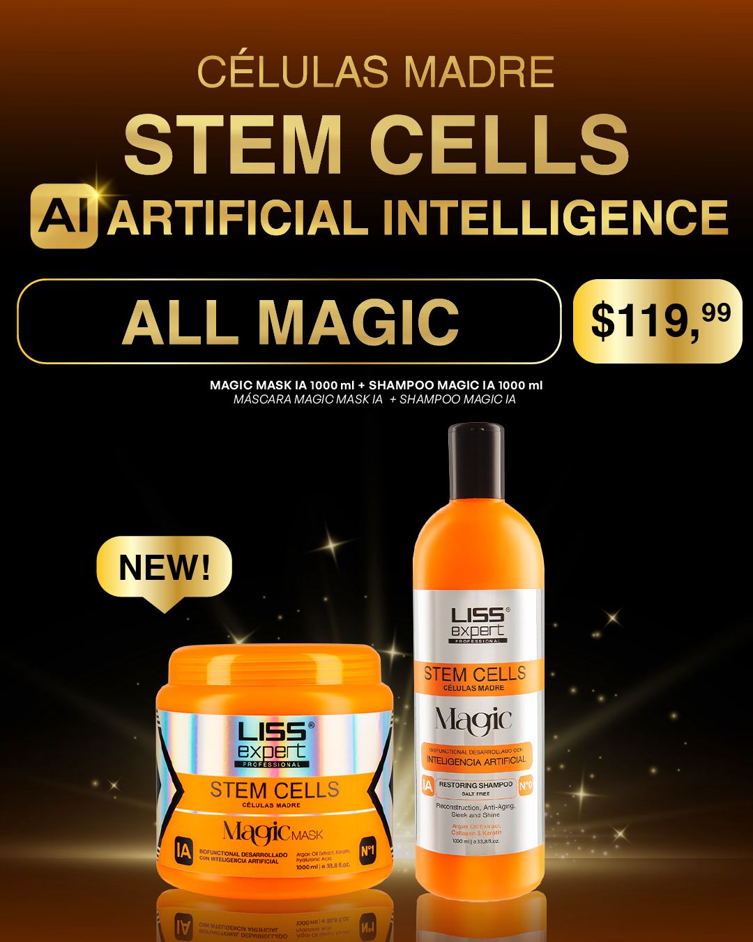LISS EXPERT  MAGIC MASK STEM CELLS 33.8 ONZ + Shampoo 33.8 ONZ (All M)