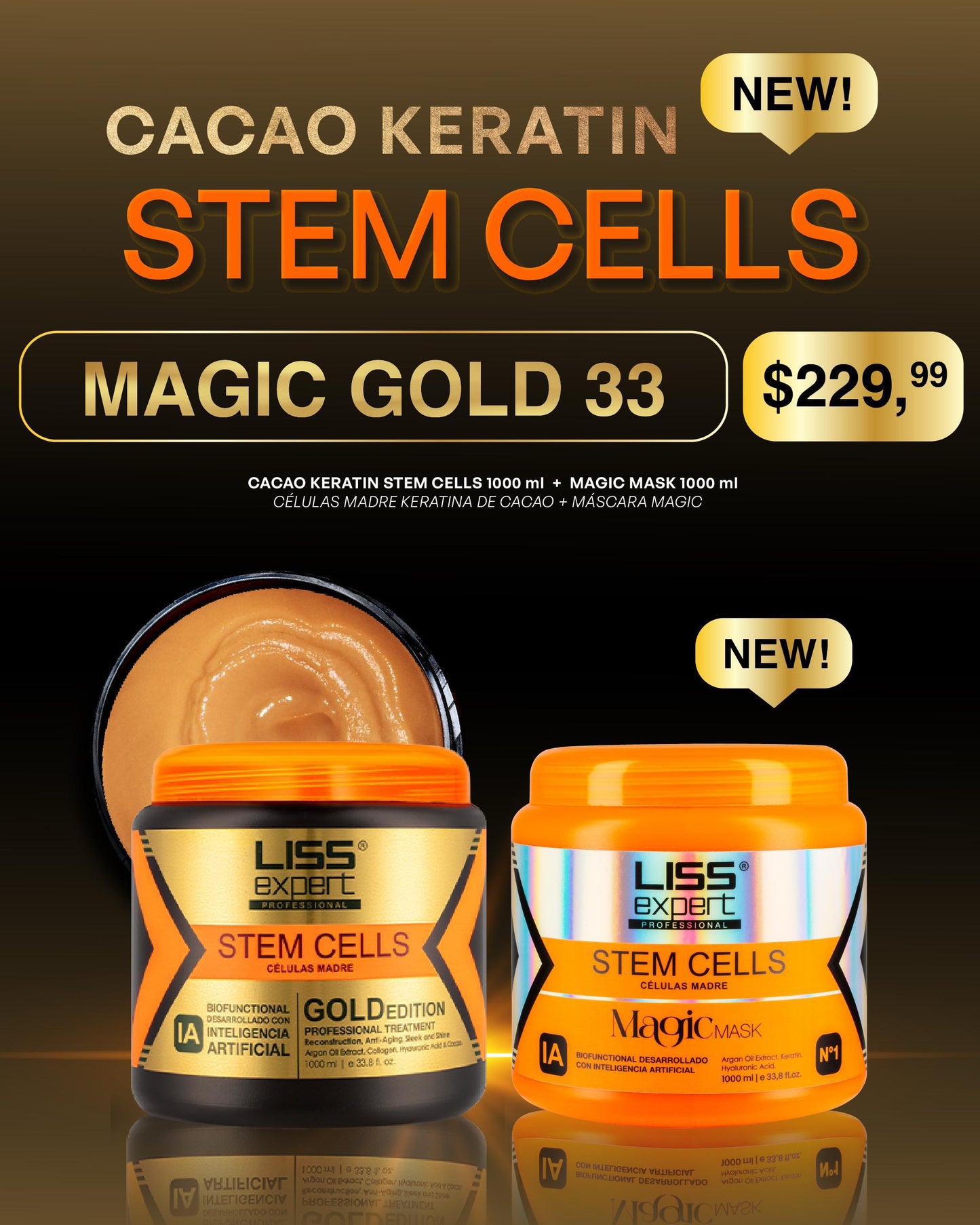 Liss Expert Stem Cells Gold 33onz + Magic Mask 33 oz (MAGIC GOLD 33)
