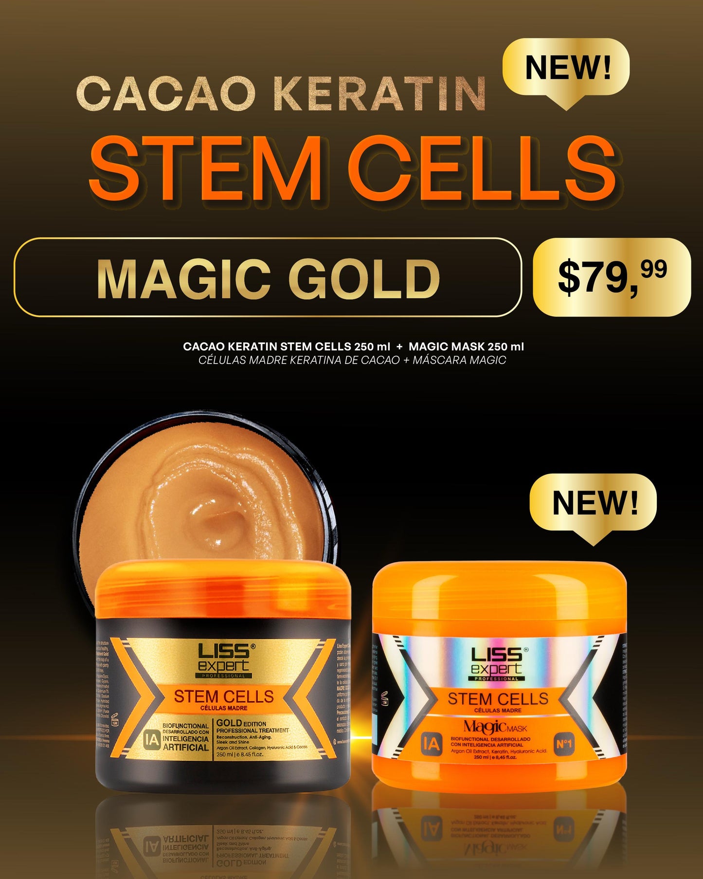 Liss Expert Stem cells Gold 8.45 onz + Liss Expert Stem cells Magic mask 8.45onz (MAGIC GOLD)