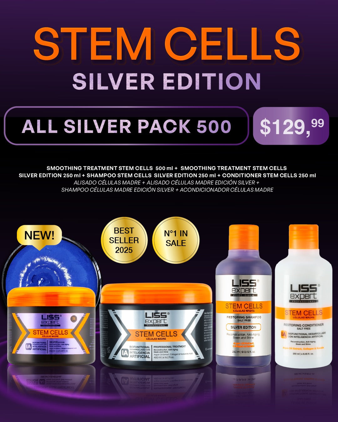 Stem 16 + silver 8 + sh silver + conditioner (All silver pack 500)