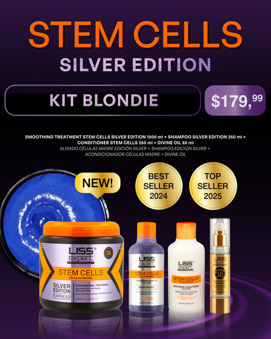 LISS EXPERT STEM CELLS SILVER 33.8 ONZ + SHAMPOO SILVER + CONDITIONER + ARGAN (KIT BLONDIE)