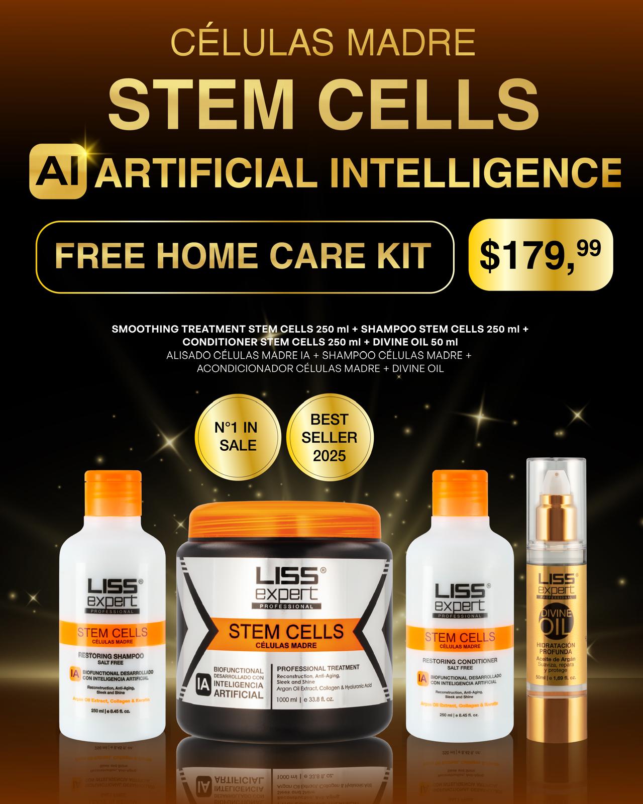 Liss Expert Stem Cells 33oz + shampoo 8oz + acondicionador 8oz  + argan (HCK33)
