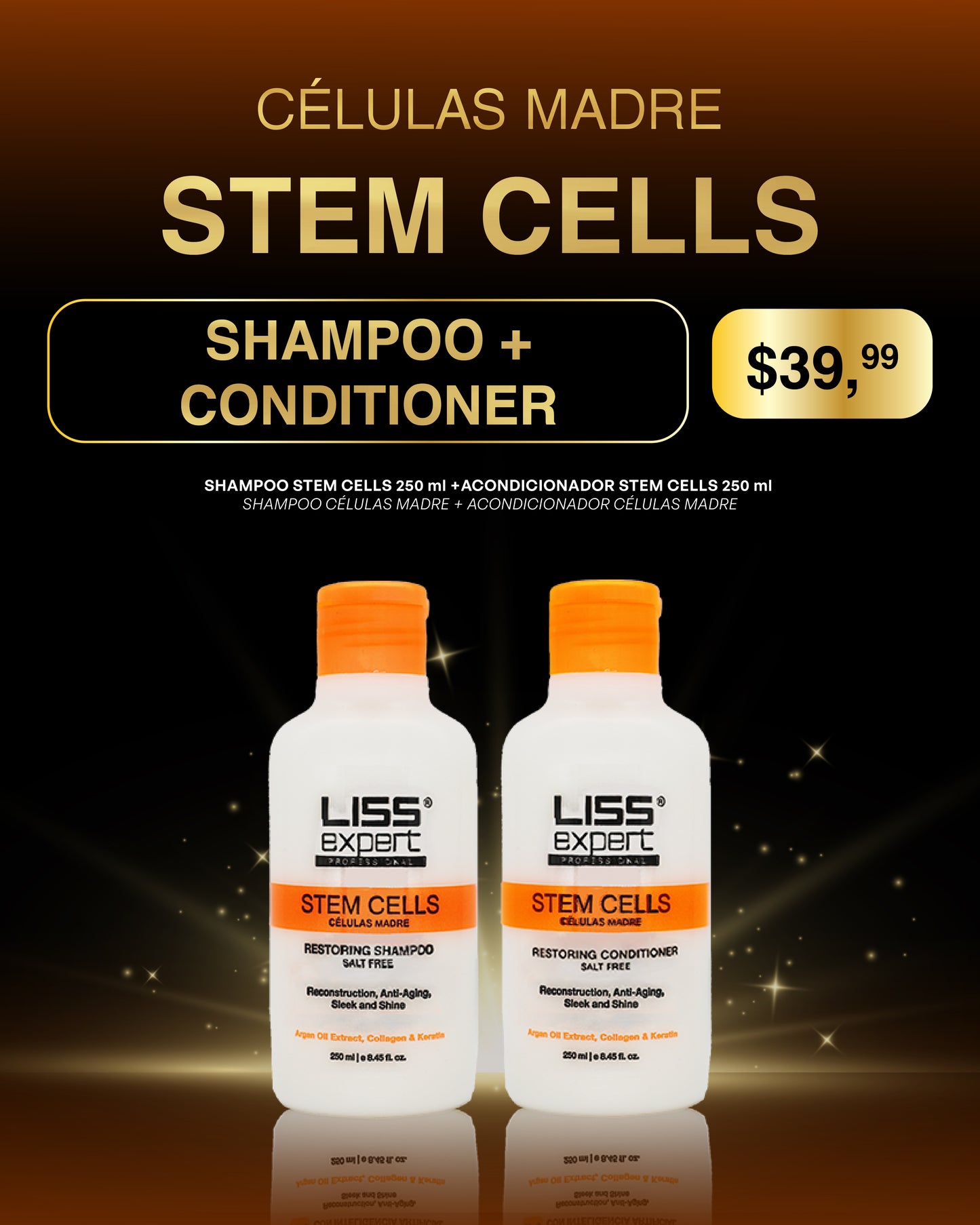 LISS EXPERT STEM CELLS SHAMPOO + CONDITIONER 8.45 onz (SH Y AC)